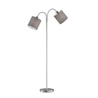 Stehlampe, Metall, nickel, Stoffschirme, 2 Flammig, D 25cm