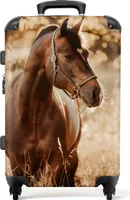 NoBoringSuitcases.com® Veľký kufor - Horse - Natural - Brown - Girls - Combination Lock TSA - Hard Shell Trolley 4 Wheels - 72 litrov - Cestovný kufor - 66 cmKufr Medium 67x43x25 cm, 72L,