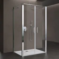 doporro Duschkabine U-Form 80x90x80cm Duschabtrennung in chrom zwei Drehtüren ESG-Sicherheitsglas Klarglas mit Nano-Beschichtung Ravenna66UK