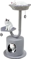 COSTWAY Kratzbaum, 106 cm Katzenbaum mit gebogenem Metallrahmen, Kratzsäule, Liegefläche & Höhle, Katzenkratzbaum, Kletterbaum, Katzenhaus, Katzenmöbel für große und kleine Katzen, Grau