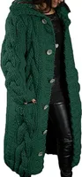 ASKSA Damen Strickjacke Grobstrick Casual Sweater Cardigan mit Knoepfen Oversize Strickcardigan, Gruen, 4XL