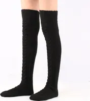 Damen Overknee Stockings Lang Socken Stricke Strümpfe Leggings Kniestrumpf Schwarz