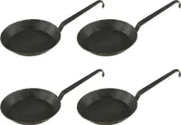 Schmiedeeiserne Brat- und Servierpfanne 4 Stück Ø 16 cm mit Hakenstiel