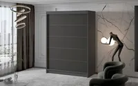 Szafa z drzwiami przesuwnymi 2-drzwiowa 150 cm z półkami Nowoczesna szafa na ubrania model MALMO IV BLACK/BIAŁA