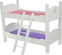 Olivia's Little World Postel pro panenky Dřevěná dětská patrová postel pro panenky Nábytek pro panenky Příslušenství pro panenky Bílé TD-0095A
