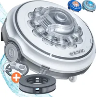 MONZANA® Poolroboter Poolboy600 Kabellos Vollautomatisch 80 Min Akku 5200mAh Li-Ion 80m² Pool Bodensauger Poolreiniger Poolsauger Weiß