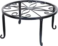 Blumenhocker Metall Blumenständer Deko Blumen Regale Pflanzenständer Pflanzenhocker Rund Pflanzentisch für Innen-Balkon Outdoor Garten 24 x 13cm, Schwarz