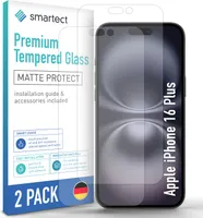 smartect Schutzglas Matt für iPhone 16 Plus, 2 Stück