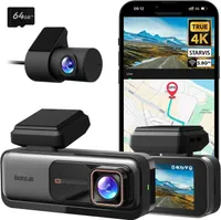 BOTSLAB Dashcam Auto Vorne Hinten, 4K Dashcam Auto GPS mit WiFi, Dual Autokamera mit 64GB SD Karte, ADAS, Nachtsicht, 170°Weitwinkel, WDR, 2,45" IPS