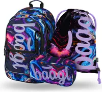 BAAGL Core Marble Rucksack-Set 3tlg: Rucksack, Federmäppchen, Turnbeutel