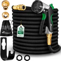 TRESKO® Premium Gartenschlauch Flexibler Wasserschlauch dehnbarer Flexischlauch Schwarz 30m