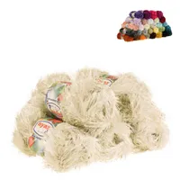 Fransen-Strickgarn Yumos 5 Knäuel je 150m/100g Strickgarn Wolle Strickwolle, Nadelstärke 4-5, Häkelnadel 3, Farbe:7690 silberbeige