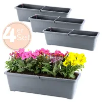 4x Blumenkasten mit Wasserspeicher Blumenkasten Fensterbank Pflanzkasten Outdoor Wasserstandsanzeiger Gießschacht Bewässerungsband 60 cm Anthrazit