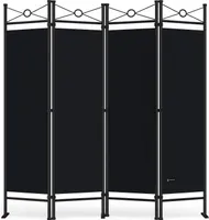 DEUBA® Trennwand 180x160cm 4 teilig Blickdicht Freistehend Faltbar Stabil Indoor Wohnzimmer Schlafzimmer Büro Raumteiler Spanische Wand Paravent Schwarz