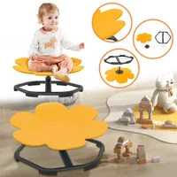 LZQ Sensory Toys dětská otočná židle, autismus, otočná židle, sedátko s plátky a otočným sedátkem, balanční židle pro děti od 3 let, reguluje rovnováhu těla batolat, kovová základna (žlutá)