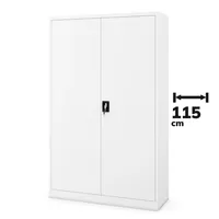 Büroschrank Aktenschrank XXL Metallschrank Flügeltüren Stahlblech Pulverbeschichtung 185 cm x 115 cm x 40 cm Farbe: Weiß
