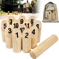 JOIEYOU Kubb Spiel Wikingerspiel Holz Wurfspiel Set mit Transporttasche Holzwurfspiel Gartenspiele Holzspiele Outdoor Spiele Erwachsene Kinder Spielspaß, 5,5 x 22 cm