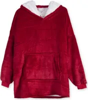 V&L comfortlifestyle - Fleecedecke mit Ärmeln - Fleece plaid - 280 g/m² - Rot - Kuschel-Hoodie