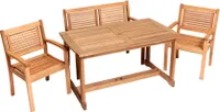 Merxx 4tlg. Cordoba Gartenmöbelset - 2 Sessel, 1 Tisch, 1 Bank - Farbe: braun - Maße: Sessel: 58x60x90 cm Bank: 58x110x90 cm Tisch: 140 x 80 x 74 cm; 2x 25300-011 + 1x 25301-011 1x 25212-011