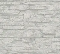 A.S. Création tapeta Wood`n Stone, vzorovaná tapeta ve vzhledu přírodního kamene, šedá, bílá, 10,05 m x 0,53 m, 707116, 7071-16