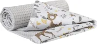 Babydecke für babys Baumwolle, 75x100, Reh mit Grauem Waffle