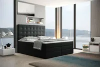 Grekpol Boxspringbett Amsterdam 180x200cm mit Bonell und TFK-Matratze H3 und Topper, Polsterbett mit Bettkasten, Stoff: Amor Velvet 4321