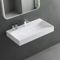Mai & Mai Waschbecken Aufsatzwaschbecken weiß Hänge-Waschtisch Rechteckig 1 Armaturenloch Breite: 70cm inkl. Ablaufgarnitur Col19