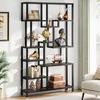 Tribesigns Bücherregal, Industrie 7-stufiges Bücherregal, 180cm hohes Etagere-Bücherregale,Holz-Bücherregal,offenes Ausstellungsregal mit Metallrahmen
