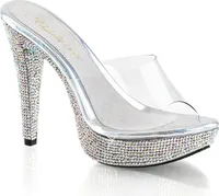 COCKTAIL-501DM Damen Slipper von Fabulicious, Transparent EU 37, US 7
