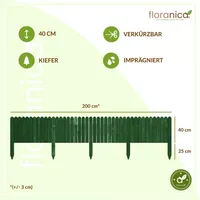 Floranica Rollborder Flexibilný drevený plot Rolborder 200 x 40 cm Obruba zeleného záhonu Obruba trávnika Záhradný plot Drevený dekoratívny plot Mini plot