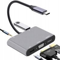 rozbočovač 5 v 1 Type-C na 4K HDMI / VGA / USB 3.0 / Audio / PD 87W adaptér pre MacBook/Windows Laptop