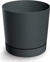 Kunststoff-Pflanzgefäß TUBOS P mit Schale dunkelgrau matt 14,8 cm
