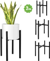 2 stücke Blumenständer Erweiterbare Breite für 23-37cm und Verstellbare Höhe, Metall Pflanzenhalter, Blumentopfhalter, Topfpflanzenständer schwarz