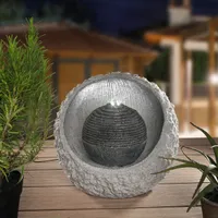 esotec Solar Felssteinbrunnen mit Akku und LED Licht Wasserspiel outdoor 101318