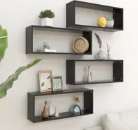 vidaXL Wš¹rfelregale 4 Stk. Schwarz 60x15x23 cm Holzwerkstoff