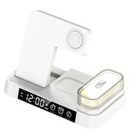 Kabellose Ladestation, 4-in-1 kabellose Ladestation mit LED-Nachtlicht, Digitaluhr, Wecker fš¹r AirPods und Uhren und alle Qi-E-f?higen Ger?te(white)