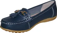 Boulevard - Damen Halbschuhe, Quaste, Leder DF1910 (40,5 EU) (Marineblau)