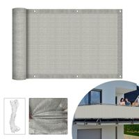 Balkon Sichtschutz 600 x 75cm Sonnenschutz Balkonverkleidung grau/weiß 