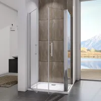 90X80X195cm Duschtür Dusche Pendeltür Nischentür Duschkabine Duschabtrennung Schwingtür 6mm NANO ESG