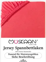 Müskaan Jersey Spannbettlaken 180x200 - 200x200 cm rot bis 22cm Matratzenhöhe Gummizug Bettlaken 100% Baumwolle
