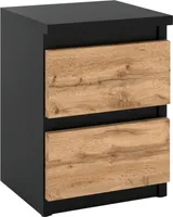 Nachttisch - Nachtschrank - Nachtkommode mit Schubladen Kommode Holz Schubladenschrank für Ihr Schlafzimmer Schwarz Matt / Eiche Wotan B30xH40xT30