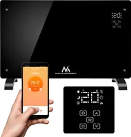 Elektrischer Glaskonvektor 2000W Glasheizung Wandheitzung mit WiFi-Steuerung Smart-Life-App Glaskonvektor Heizung Heizkörper Touchscreen Standfüße