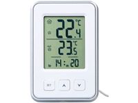 Digitales Innen-& Außen MIN MAX Thermometer weiß Wetterstation mit Uhrzeit & Außenfühler