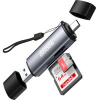 AdroitGoods SD Kartenleser - Kartenleser - Speicherkartenleser - Adapter - Usb - Geeignet für Telefon, PC und Tablet - Aluminium