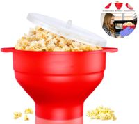 Popcorn-Popper, Mikrowellen-geeignet, Popcorn-Maker aus Silikon, und spülmaschinenfest, Popcorn-Schüssel und Griff für Zuhause