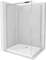 Mexen Omega ausziehbare Duschabtrennung 110 x 100 cm, Transparent, Chrom + Duschwanne Flat - 825-110-100-01-00-4010