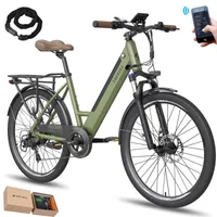 E-Bike Pannensichere Reifen 26 Zoll, Rostfreie Aluminiumlegierung bis zu 90 - 110 km, Wasserdicht IP54 mit 7 Gang und App, Grün