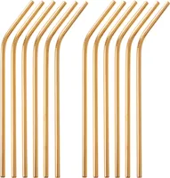 GRÄWE Edelstahl Trinkhalme 12er Set Gold Gebogen