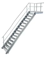 15 Stufen + Podest Stahltreppe mit Geländer