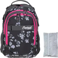 Schulrucksack Elephant Hero Signature Rucksack Schulmappe Schultasche Mädchen 12837 Grey Flower Pink Zip + Regencover